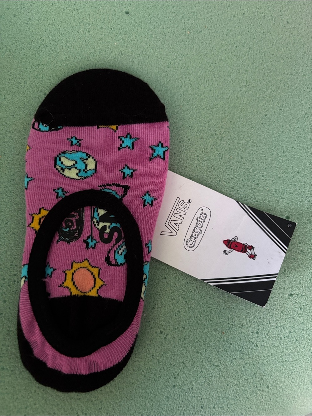 Vans Kids Pink and Black Space No-Show Sock